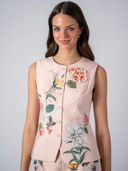 Cascade Vest Coat in Camellia Print