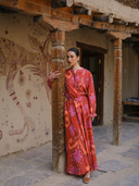 Broom Blouse in Ikat Brown/Purple