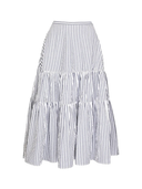 Seersucker Midi Skirt in Marine Stripe