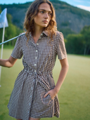 Byrdie Dress Set in Brown Gingham