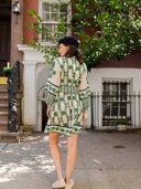 Flounce Shorty Dress in Olive Marigold