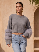 Tiers of Treaty Fur Sweater in Gray