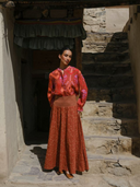 Broom Blouse in Ikat Brown/Purple