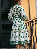 SUE SARTOR Flounce Dress in Emerald Green Marigold