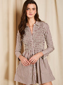 Charlyn Dress in Brown & Crème