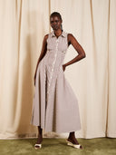 Magdela Dress in Brown & Crème