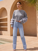 Tiers of Treaty Fur Sweater in Gray