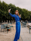 Méribel Pointelle Crewneck Sweater in Cobalt