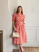 Lizzie Midi Dress in Brandied Apricot & Ginger Blockprint