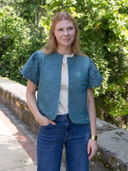 Darby Embroidered Reversible Linen Vest in Mineral Blue