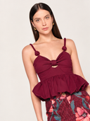 Gigi Knotted Crop Top in Burgundy