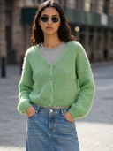 Cornelia Cropped Cardigan in Green Tea