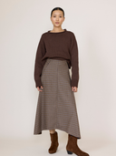 Flowy Midi Skirt in Wool Plaid