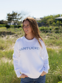 Nantucket Sweater in White & Blue