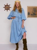 Chambray Lace Up Skirt in Ice Blue