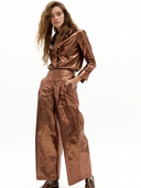 Culotte Metallic Linen Pants in Chocolate