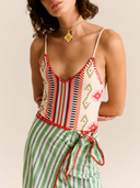 The Loren Skirt in Green Stripe