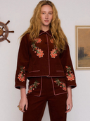 Sadie Embroidered Jacket in Burgundy