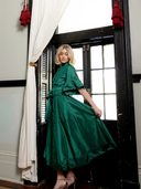 Leela Hostess Kaftan in Emerald Green Silk Taffeta