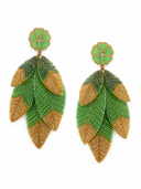 Leaf Earrings in Multi Green