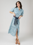 The Jane Midi Dress | Blue Mughal Block