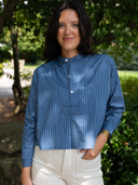 Wyn Blouse in Cadet Stripe Blue