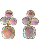 Seraphina Gold Plated Lightweight Dangle Earrings in Aqua Quartz