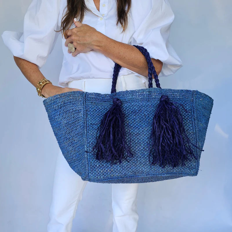 Camilla Raffia Bag in Blue