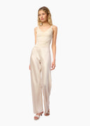 Bristol Mid Rise Lace Pant in Oat