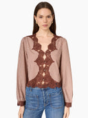 Yuri Blouse in Brown Gingham