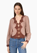 Yuri Blouse in Brown Gingham