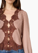 Yuri Blouse in Brown Gingham