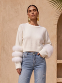 Tiers of Treaty Fur Sweater in White