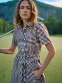 Byrdie Dress Set in Brown Gingham