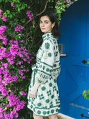SUE SARTOR Flounce Shorty Dress in Emerald Green Marigold