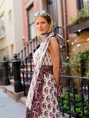 Chelsea One-Shoulder Dress in Burgundy/Chocolate Paisley
