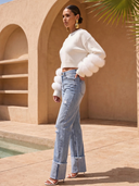 Tiers of Treaty Fur Sweater in White