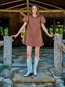 Golden Hour Mini Dress in Brown Polka Dot
