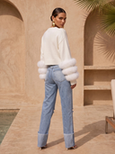 Tiers of Treaty Fur Sweater in White
