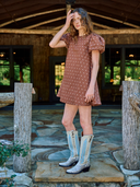 Golden Hour Mini Dress in Brown Polka Dot
