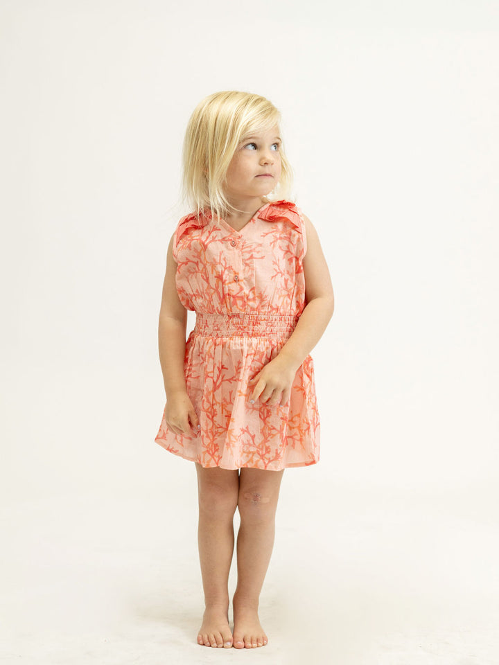 SAMPLE | The Julia Kids Dress | Coral Pink on Pink | 3/4 Y