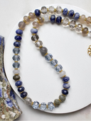 Denim Blue & Gold Gemma Medium Rondelle Necklace