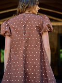 Golden Hour Mini Dress in Brown Polka Dot
