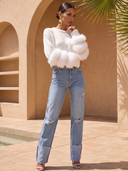 Tiers of Treaty Fur Sweater in White