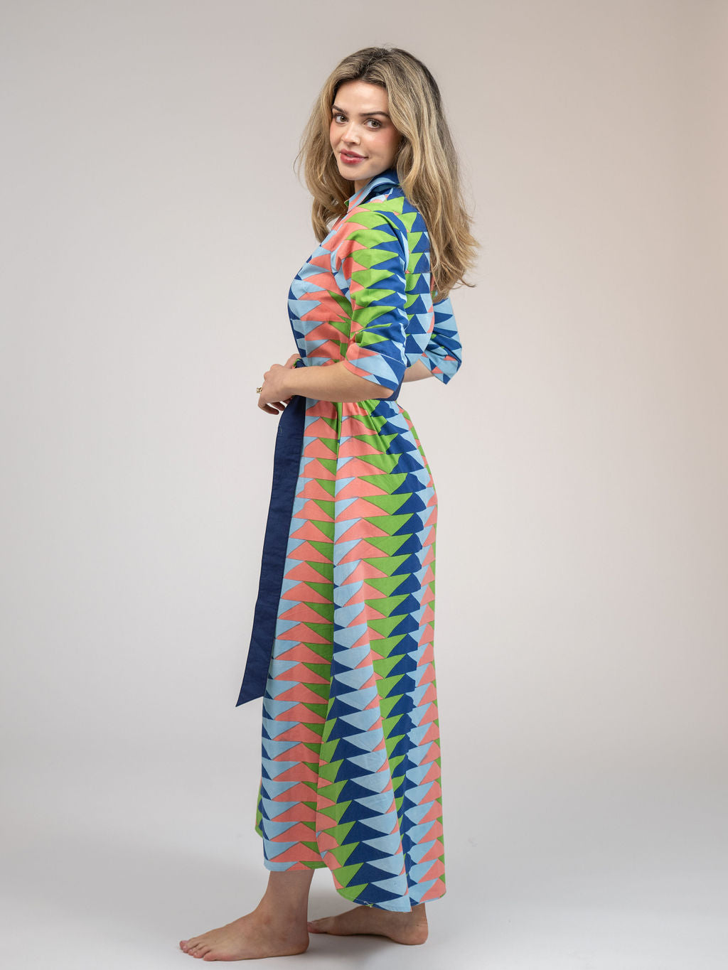 The Eloise Dress | Tropical Blockprint Bagru Triangle