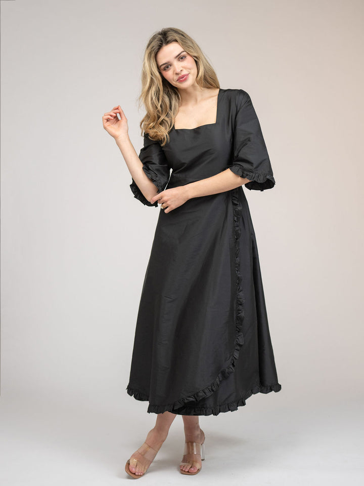 The Waverly Dress | Black Taffeta