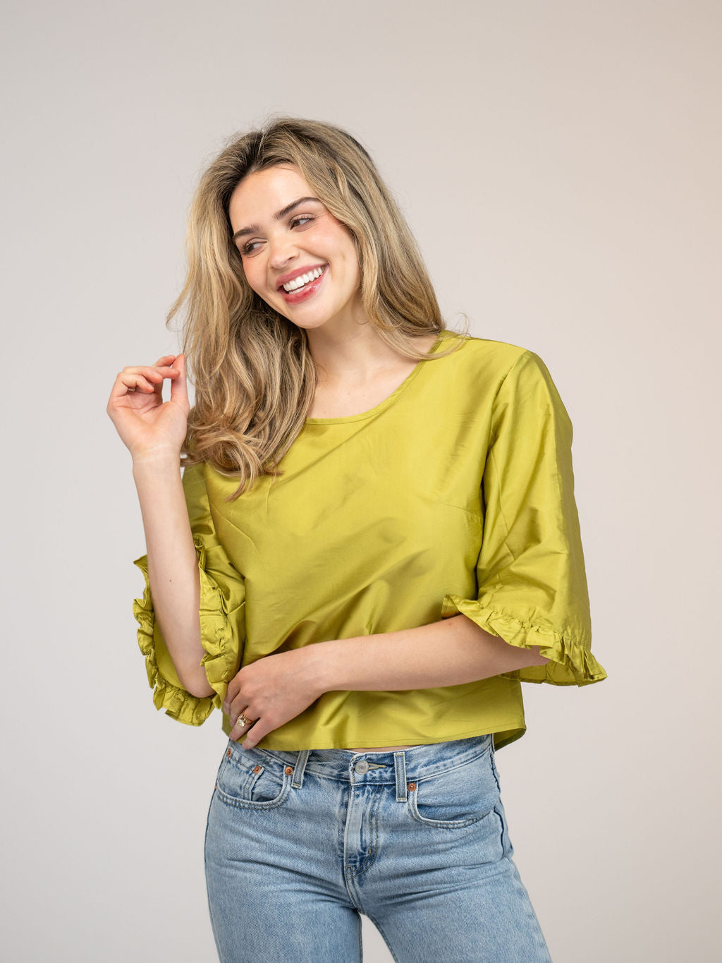 The Waverly Top | Chartreuse Taffeta