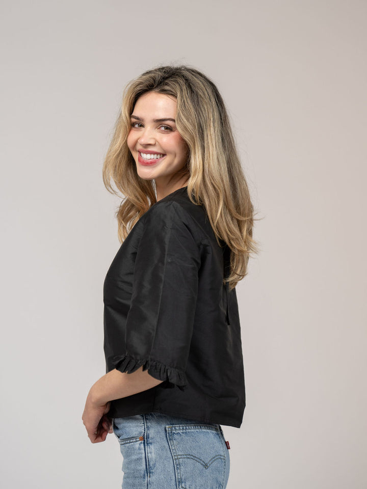 The Waverly Top | Black Taffeta