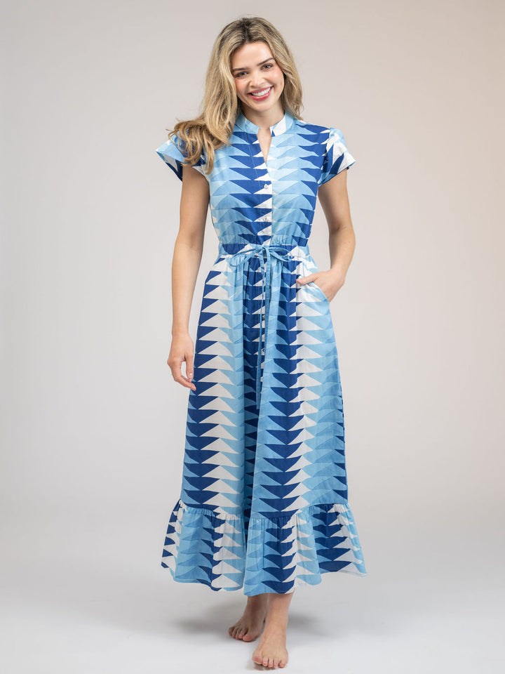 The Flutter Midi | Ocean Blockprint Bagru Triangle