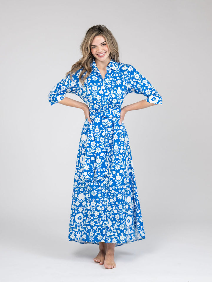 The Eloise Dress | Cobalt Folk Flower